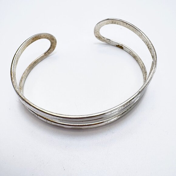 VTG Solid Sterling Silver 925 Abstract Open Cuff Bracelet Size 2.5" Length - Picture 4 of 10